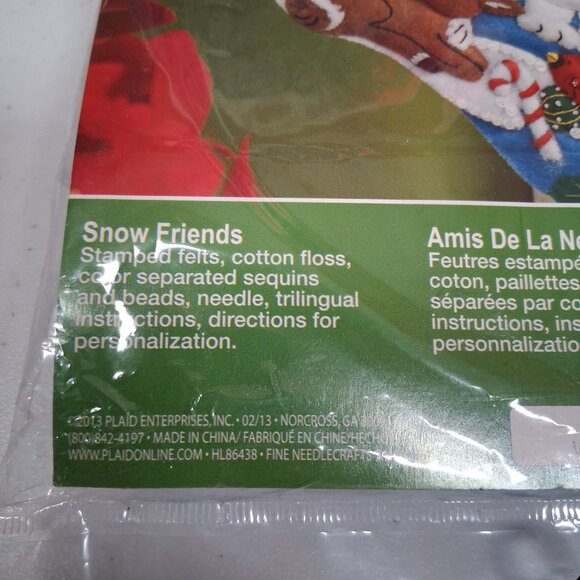 Bucilla Christmas Stocking Kit Snow Friends Felt Snowman Holiday Craft #86438 - Picture 6 of 7